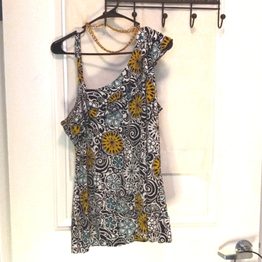 Carole Little one shoulder  ruffle top
